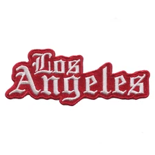 Los Angeles Old English Parody Embroidered Iron On Patch (Red)