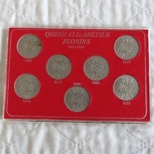 QEII 1961 - 1967 7 COIN DATERUN FLORIN ( 2 SHILLINGS ) COLLECTION - cased