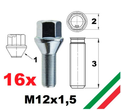 Bullone Ruote Fiat Sede Conica 60° Chiave 24 M14X1,50 28,2mm B0046-003 - Foto 10