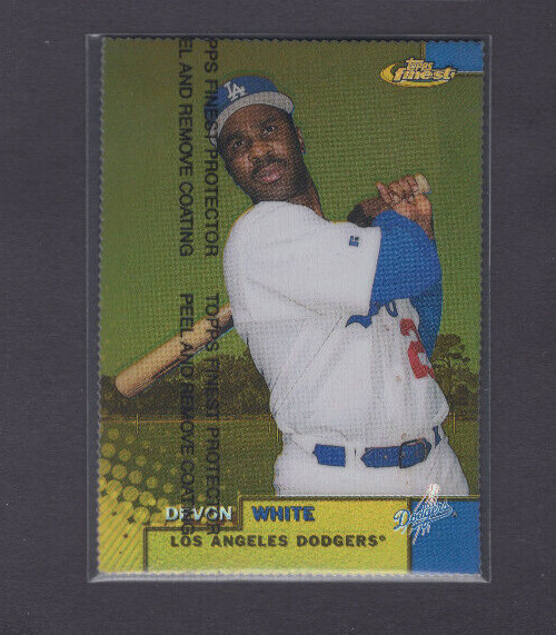 1999 TOPPS FINEST GOLD REFRACTOR W/PEEL #247 DEVON WHITE DODGERS SP #054/100