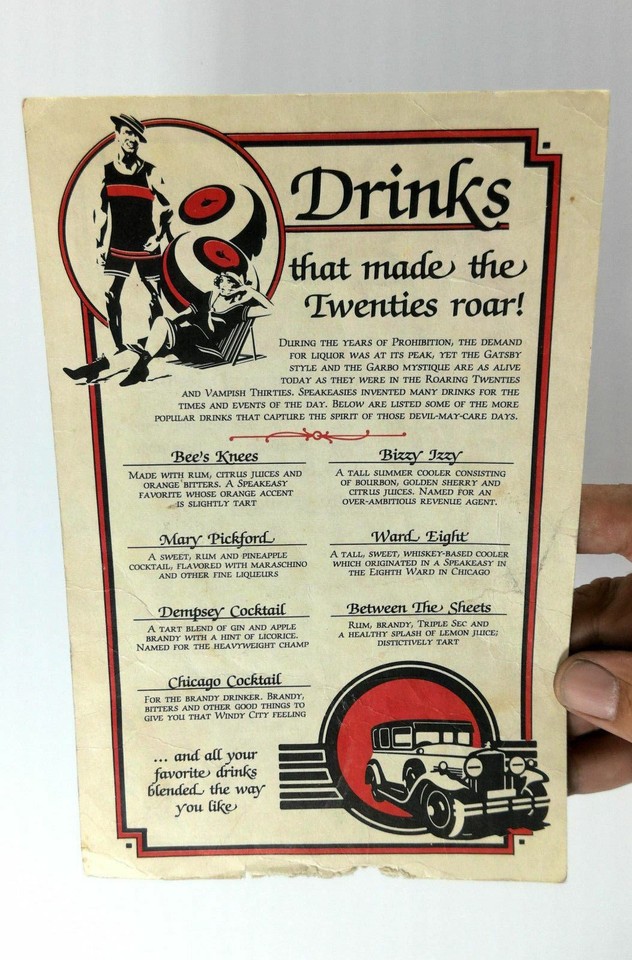 1992 Vintage Drink Menu Card THE HIDEOUT Restaurant Couderay Wisconsin
