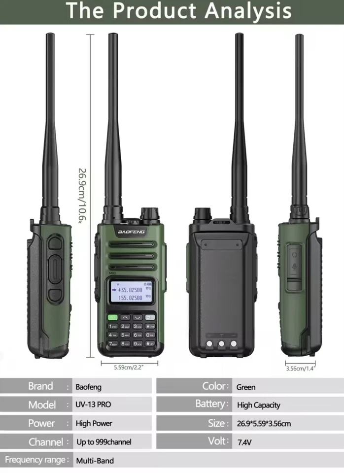 Baofeng UV-13 Pro V2 U/VHF Dual Band, Two Way Radio, Walkie Talkie, Funkgerät - Bild 3 von 4