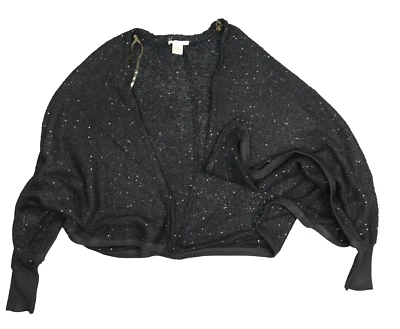 Willow & Clay Sweater Womens Small Black Oversized Sequins Mohair Blend Cardigan - Image 1 of 4