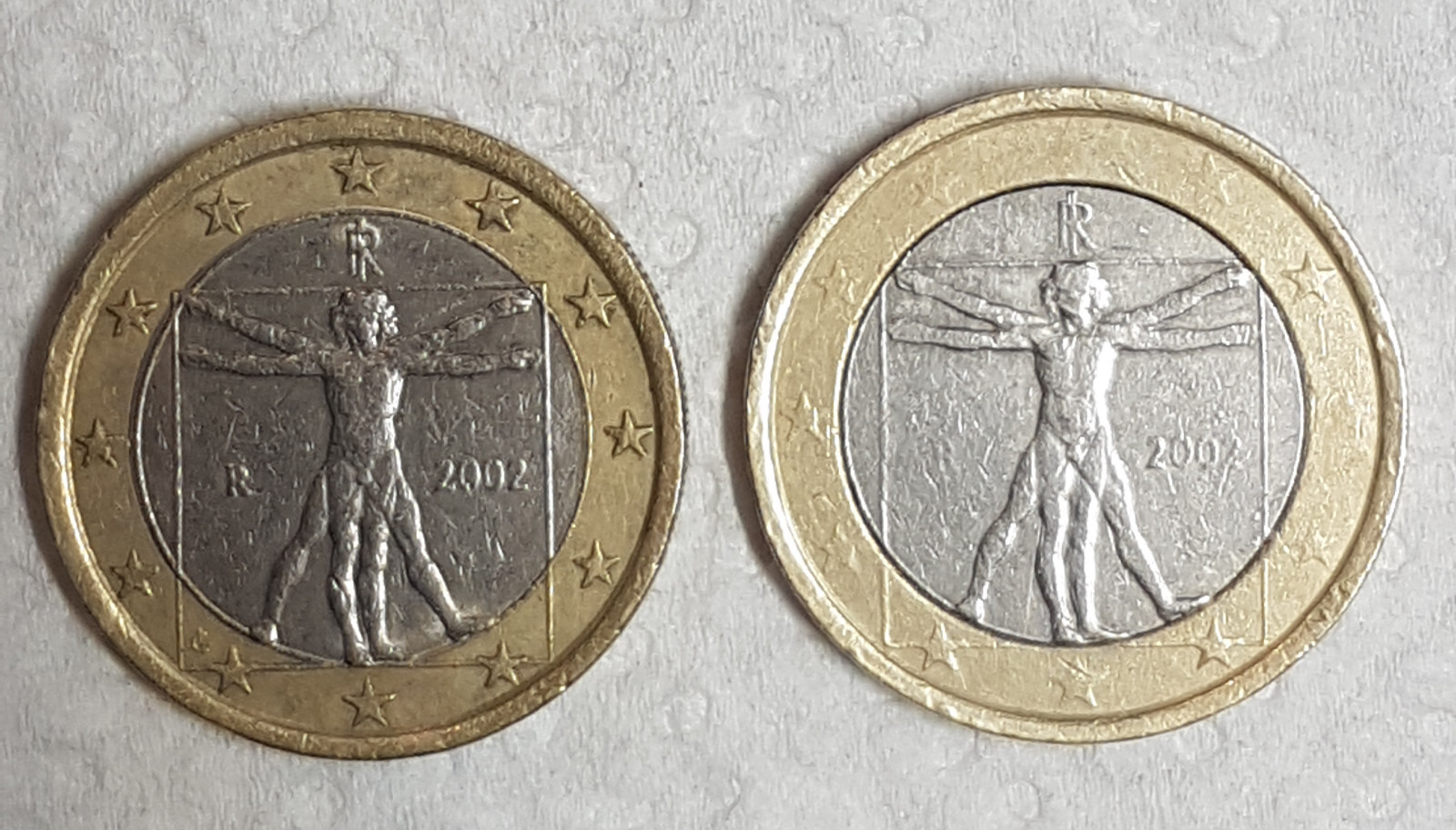 1 Euro Münze Leonardo Da Vinci 2002 Fehlprägung Erkennen 1 Euro Münze Italien 2002 - R - Leonardo Da Vinci - Fehlprägung