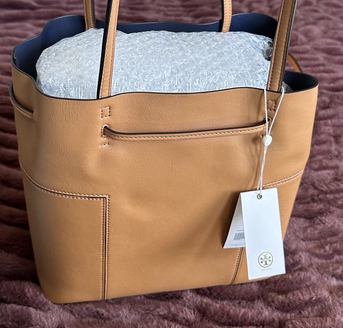バッグ T Tory Burch Block-T Drawstring Leather Bucket Tote Bag Satchel