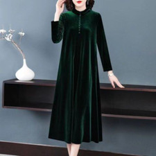 Abito Casual In Velluto Per Donne Manica Lunga Elegante Retro Moda