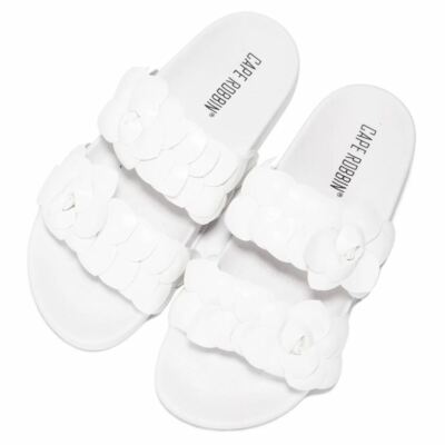 Cape Robbin Floral Jelly Slides Cape Robbin White Slides Flower