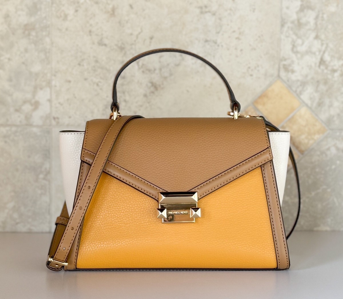 Michael Kors Whitney MD Flap Top Handle Shoulder Bag Color-Block