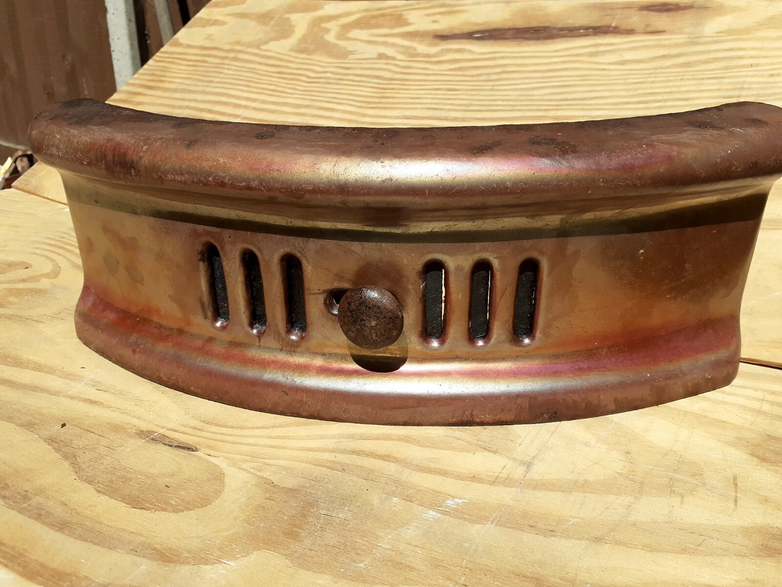 Vintage Iridescent Lustre Enamel Fire Ash Pan Cover Dampener Rare