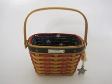 Longaberger 2001 Inaugural Combo Basket Patriotic liner Protector/Pewter Tie On