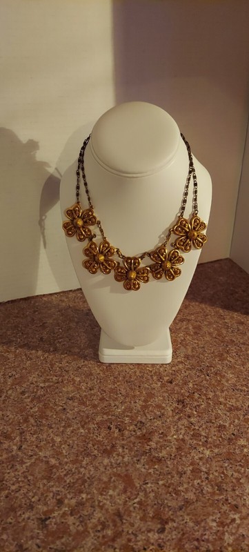 Vintage 18k Gold Clad Rice Weiner Etruscan Granulation Egyptian Revival Necklace