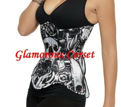 Halloween Corset Gothic Steel Boned Underbust Waist Training Size 40'' 