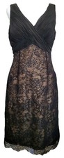 90s Womens Black Floral Lace Mesh Babydoll Sheer Whimsigoth Formal Dress Sz 6
