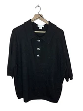 H&M Top Women’s Size L Black Fine Knit Wool Collared