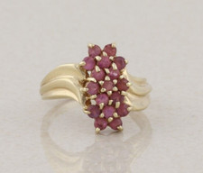 10k Gelbgold natürlicher Rubin Cluster Blume...