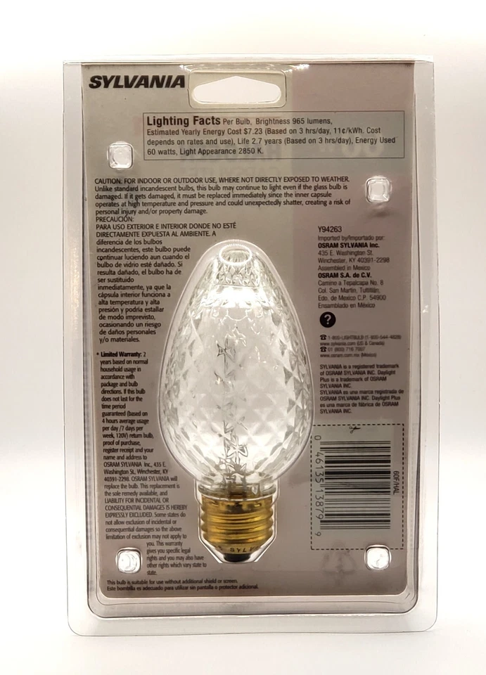 Sylvania Capsylite Clear Crystal F17 Light Bulb 60W 120V Discontinued NOS New - Image 2 of 4