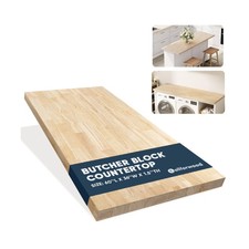 60''L x 36''W x 1.5''Th Hevea Solid Wood Butcher Block Countertop, Butcher Bl...