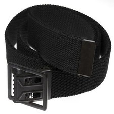 Military Grade Web Belt with Black Open Face Buckle-BLACK- 50"