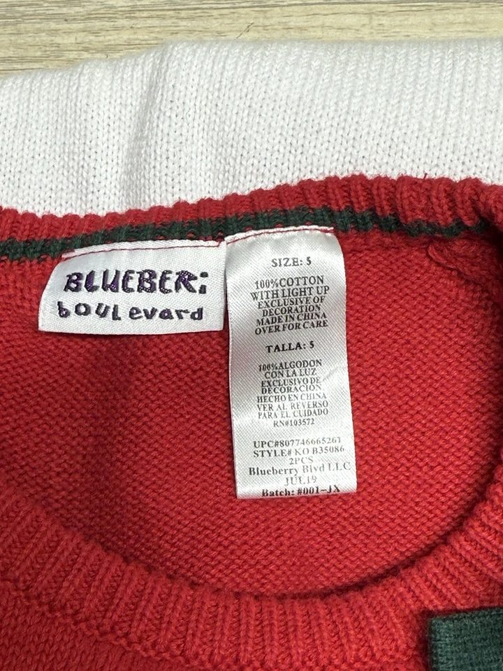 Suéter Tejido Blueberi Boulevar Niña Talla 5 Navidad Reno 100% Algodón Foto 3 de 3