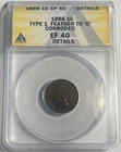 1886 INDIAN HEAD CENT TYPE 1 GRADED ANACS XF40 DETAILS