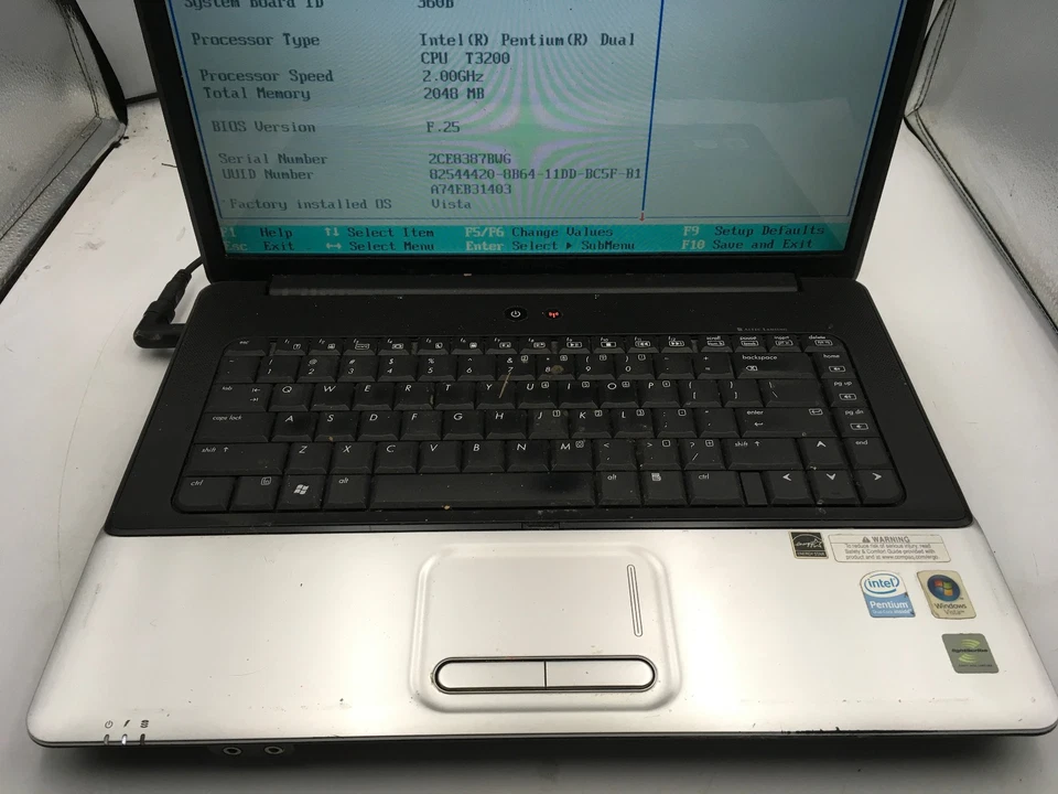 HP COMPAQ PRESARIO CQ50 - BOOTS TO BIOS - INTEL PENTIUM T3200 - 2GB RAM -READ-BB - Image 3 of 4