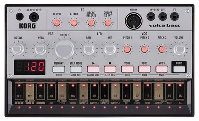 Analog Synthesizer Korg Volca Bass 16 Step Sequencer Three Oscillators w Three