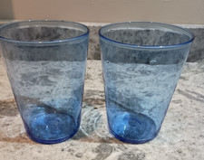 Pair of handblown blue glass vases