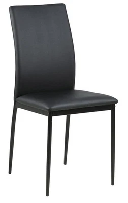 Fauteuil Demina, revêtement en similicuir noir, pieds en métal - Photo 1/4