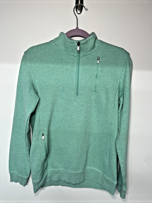 Scottevest Sweater Mens Large Green Quarter Zip Chest Pocket Zip Pockets Outdoor