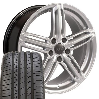 18 inch Silver 58840 Rims & 245/40ZT18 Tires Fits Audi Volkswagen RS6 Style ET35
