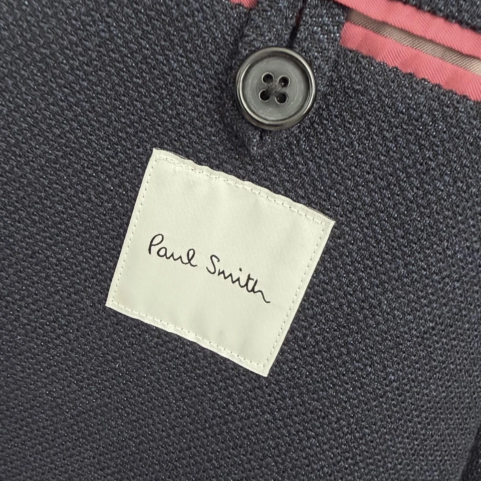 Blazer Paul Smith azul marinho leve tamanho 44/54 com detalhe de lapela listrado assinatura - Imagem 4 de 4