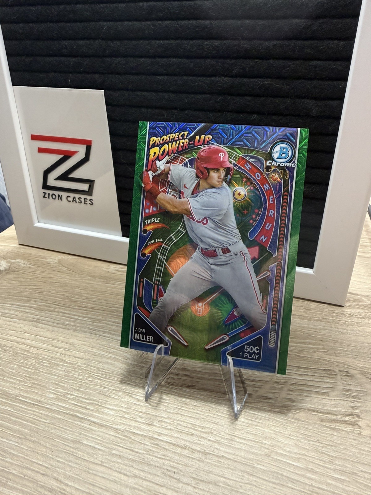 2024 Bowman Aidan Miller #PP-18 Prospect Power-Up Green Mojo /99 Phillies