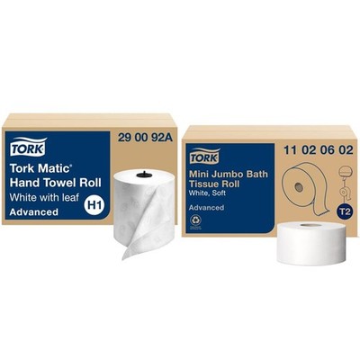 Tork 6 Rolls Matic Hand Towel (2-Ply, 100% Recycled, High Absorbency) + 12 Ro...