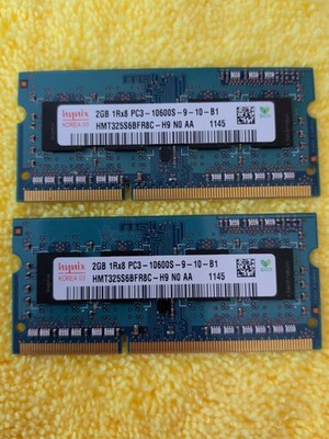 Hynix 4GB (2x2GB) DDR3 PC3-10600S Laptop RAM - Matched Pair