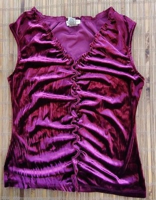 Apostrophe Velvet Wine Ruched Top M Coquette Y2K Fairy Grunge Whimsey Gothic