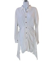 New LULU'S XS White Charming Confidence Collared Button Up Mini Dress Women