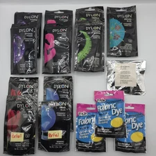 Lot 14 Dylon Permanent Fabric Dye Bahama Ocean Blue Tropical Green Pink Flamingo