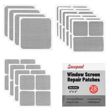 Secopad 28 Sheets Window Screen Patches Repair Kit, Black 3 Sizes Window Screen