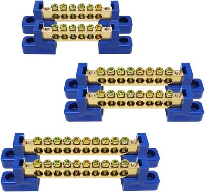 6PCS Grounding Bus Bar Kit 6 8 10 Positions Electrical Ground Bus Bars Brass