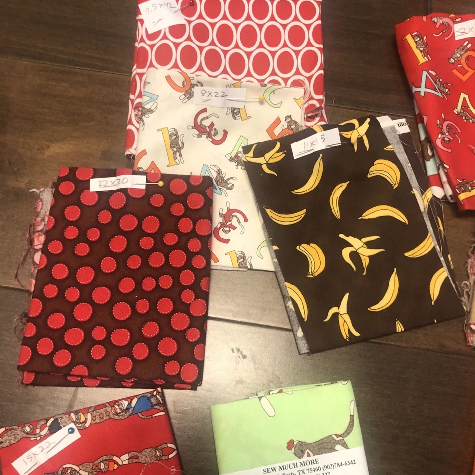 Sock Monkey Cotton Fabric Project Leftovers Great Deal - Image 3 of 4