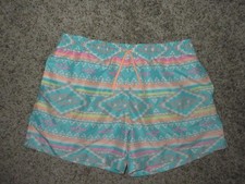CHUBBIES 5.5" INSEAM SWIM TRUNKS SHORTS MEN SZ LARGE TEAL GEOMETRIC PRINT