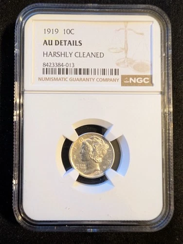 1919-P Mercury Dime, Graded, AU Detail