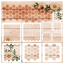 10Pcs Honeycomb Stencils for Painting, Large Small white clear