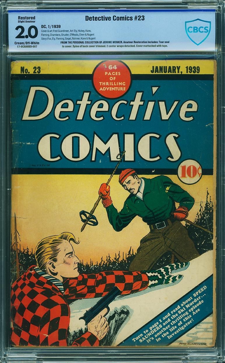 1939 D.C. Comics Detective Comics 23 CGC CBCS 2.0. Pre Batman