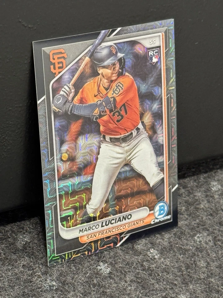 2024 Bowman Chrome Mega #18 Marco Luciano Rookie Black Refractor RC 1/1 Giants - Image 3 of 4