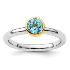 Sterling Silver Stackable Expressions with Gold-plated Blue Topaz Ring Size 6