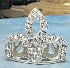 Vintage Petite Rhinestone Silver Tone Tiara Hair Comb