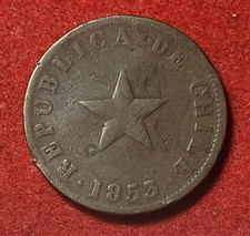 Chile Centavo 1853 Copper Coin KM#127 T9293