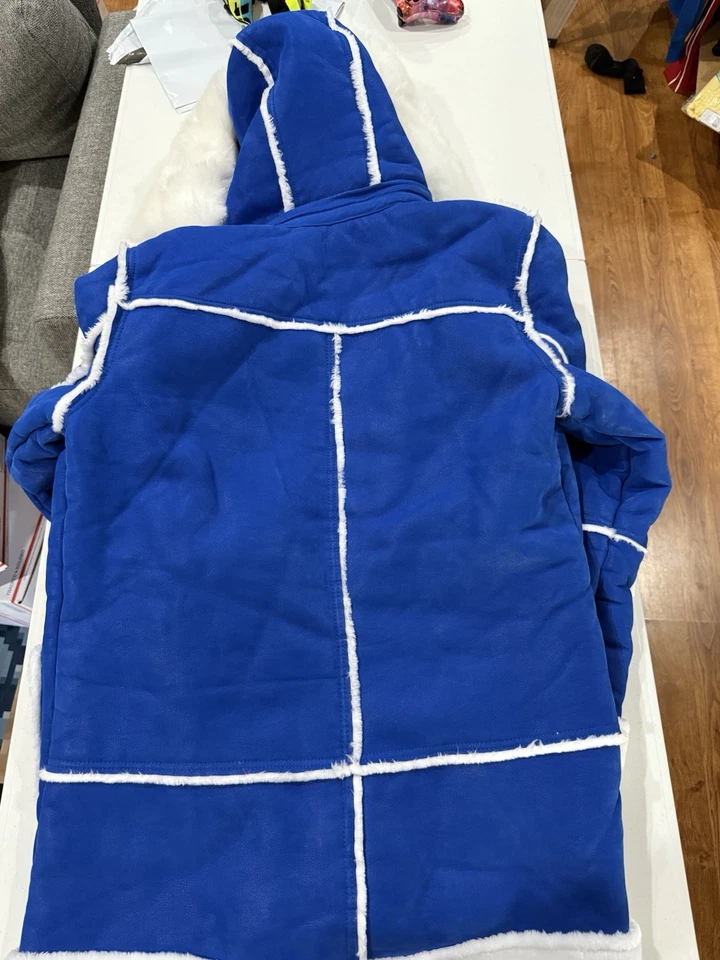 Casaco shearling falso azul militar Legacy Edition por Jordan Craig tamanho M novo com etiquetas - Imagem 2 de 3