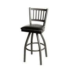 Oak Street Mfg SL2090SBLK Verticalback Swivel Barstool w/Black Vinyl
